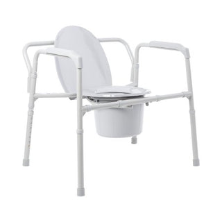 McKesson Folding, Fixed Arm, Steel Commode Chair, 17 – 23 Inch
