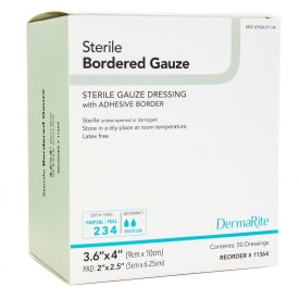 Bordered Gauze Adhesive Dressing DermaRite®, White, Sterile, Box