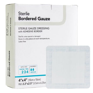 Bordered Gauze Adhesive Dressing DermaRite®, White, Sterile, Box