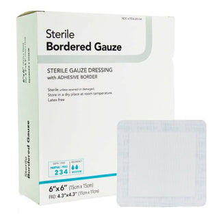 Bordered Gauze Adhesive Dressing DermaRite®, White, Sterile, Box