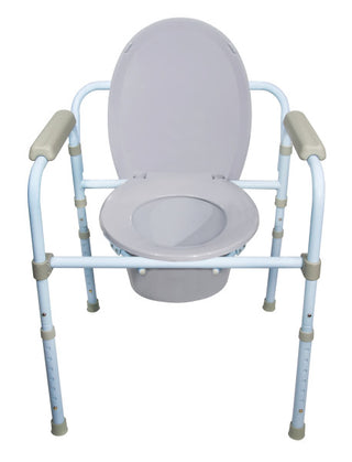 McKesson Folding, Fixed Arm, Steel Commode Chair, 17 – 23 Inch